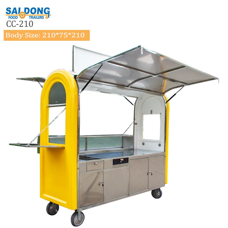 Top Quality Mobile food vending cart hand push cart design