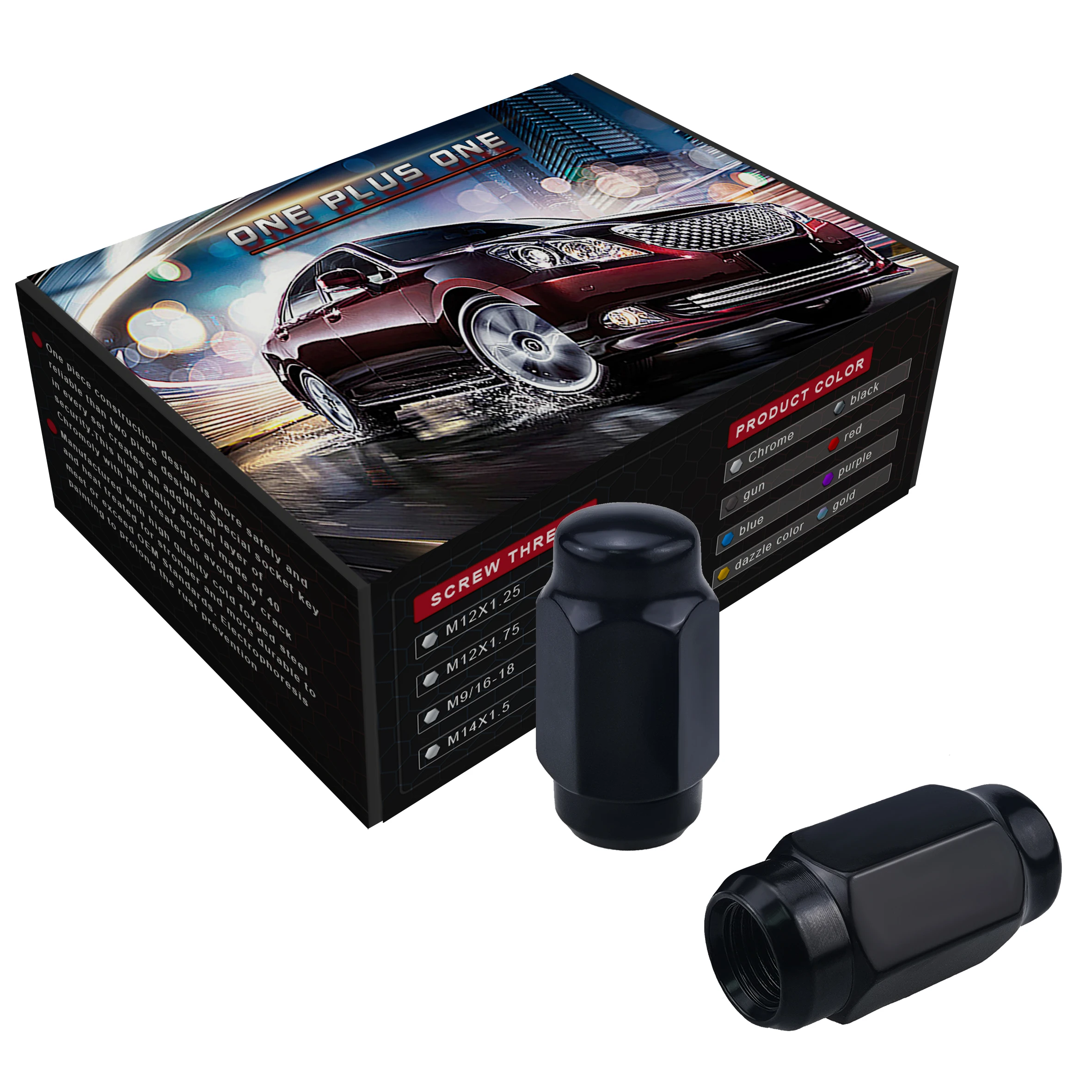 YJY PTD02 HEX21 черная 48 мм M12X1.5 Гайка колеса с закрытым узором