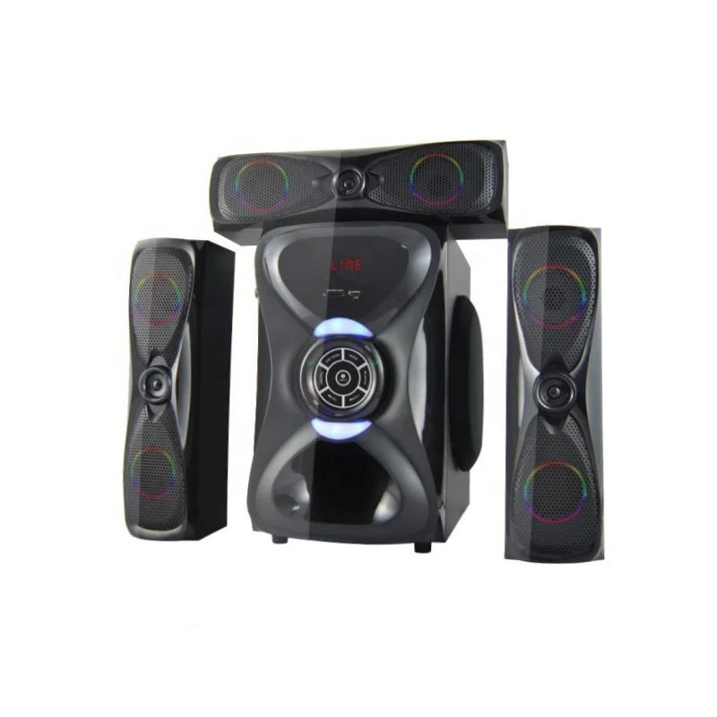 Индивидуальный производитель RGB светодиодное освещение Bluetooth USB SD FM мультимедийные динамики 3 1 сабвуфер настольный компьютерный