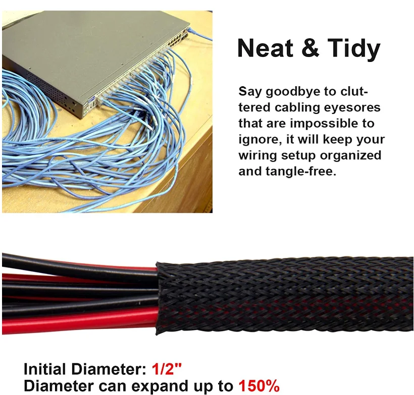 Галогенная беспэт расширяемая плетеная безрукавка высокоплотная жгут проводов 3 ~ 76 мм