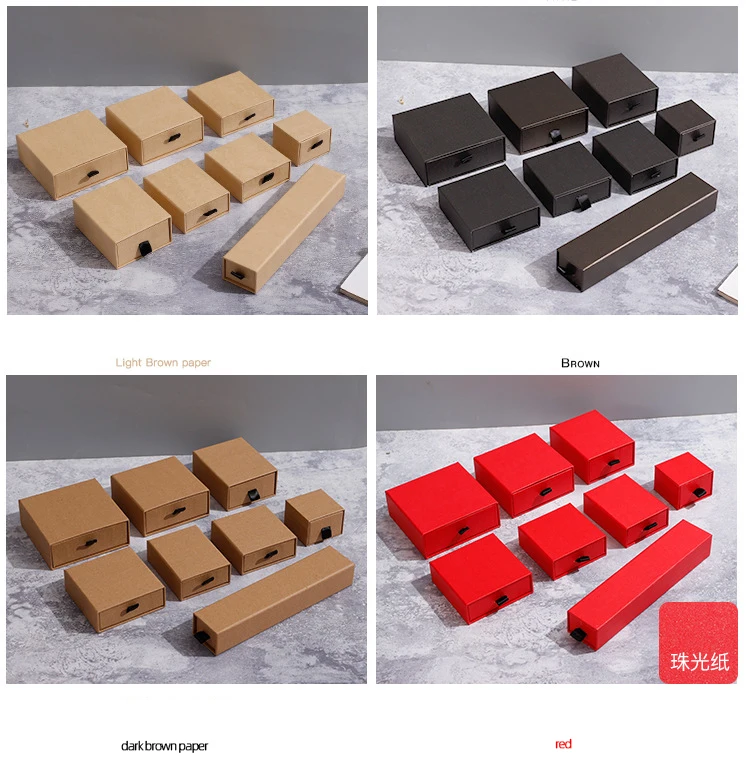 Kraft Paper Drawer Jewelry Packaging Box Necklace Bracelet Gift Display Case Boxes Cardboard jewelry ring box