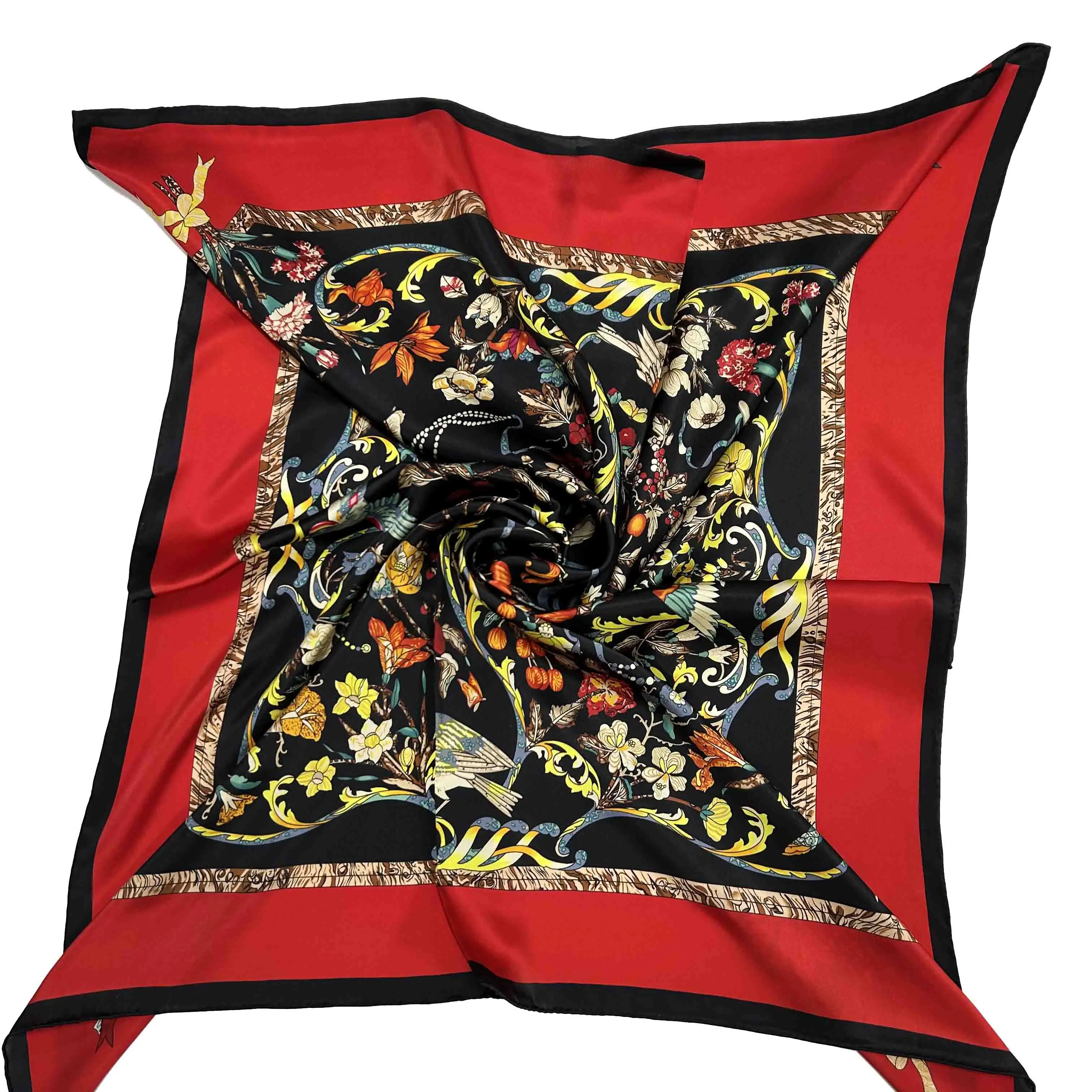 Summer Sunscreen Custom Long Silk Scarves Woven Stoles Luxury Designer Printed Silk Head Scarf Muslim Women Hijab