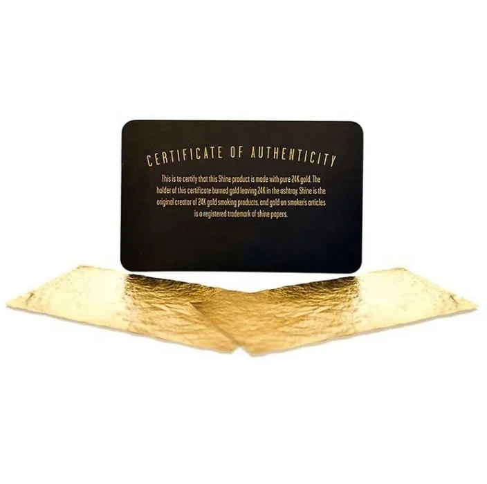 High end 24K gold rolling papers 2-sheet pack custom logo gold rolled cone for party