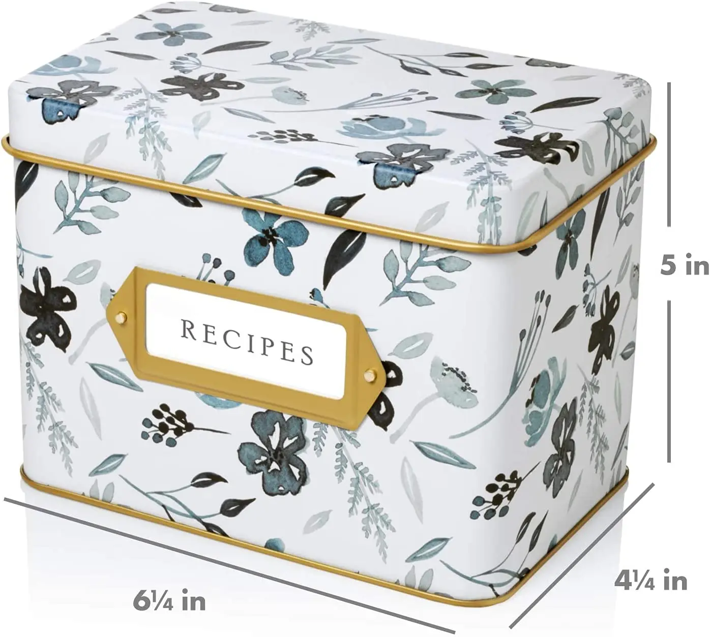 High End Metal Tin Box Recipe Metal Recipe Box Rectangular Tin Box With Hinge for Recipe Cards Custom