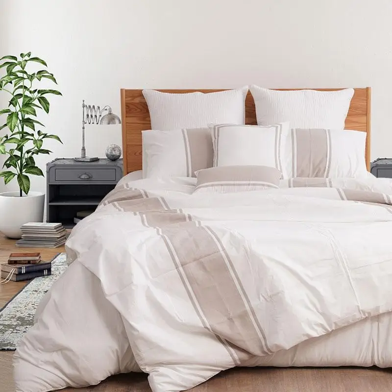 Factory Direct Sale Hotel White Embroidery Bedsheet Bed Linen Winter Solid Duvet Cover