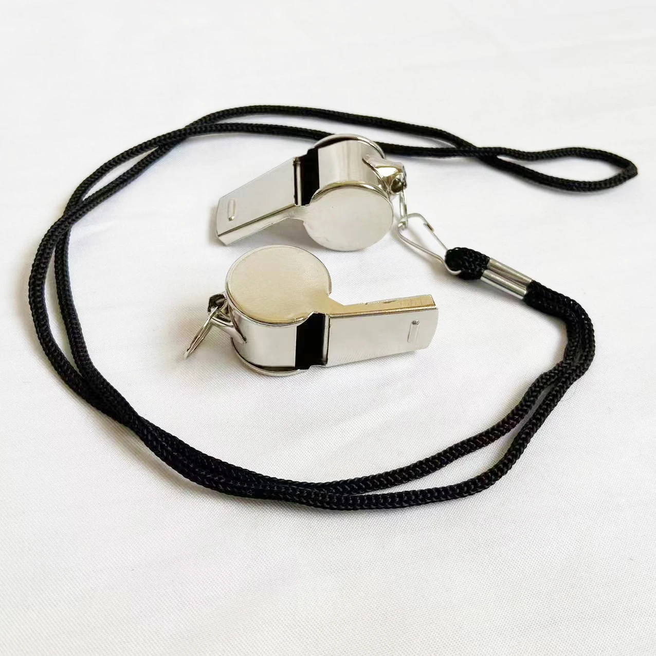 black cord Metal whistle sports events and  basketball soccer ball referee Stainless steel whistle