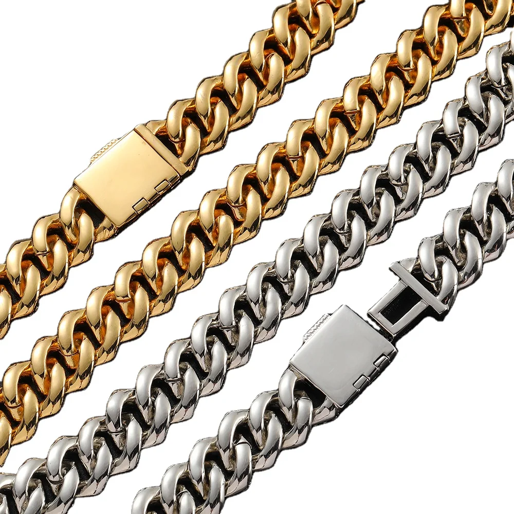 Hip Hop Jewelry 10/12/15/20mm Diamond Cuban Link Necklace for Men Silver Plated Miami Iced Out Cz Prong Chain