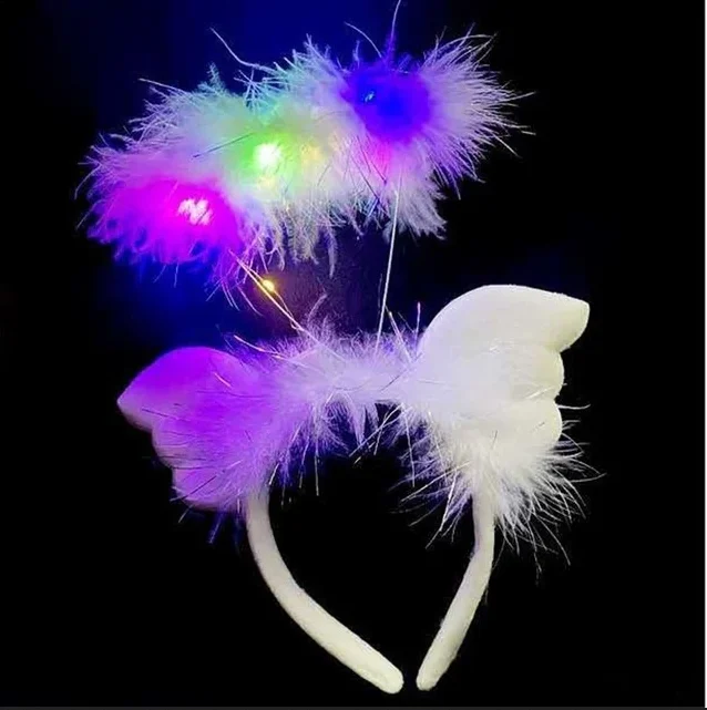 Cute Angel Wings Feather Headband Headdress Fairy Led Light Children Toy Gift Globos Events Wedding Cosplay Concert Supplies