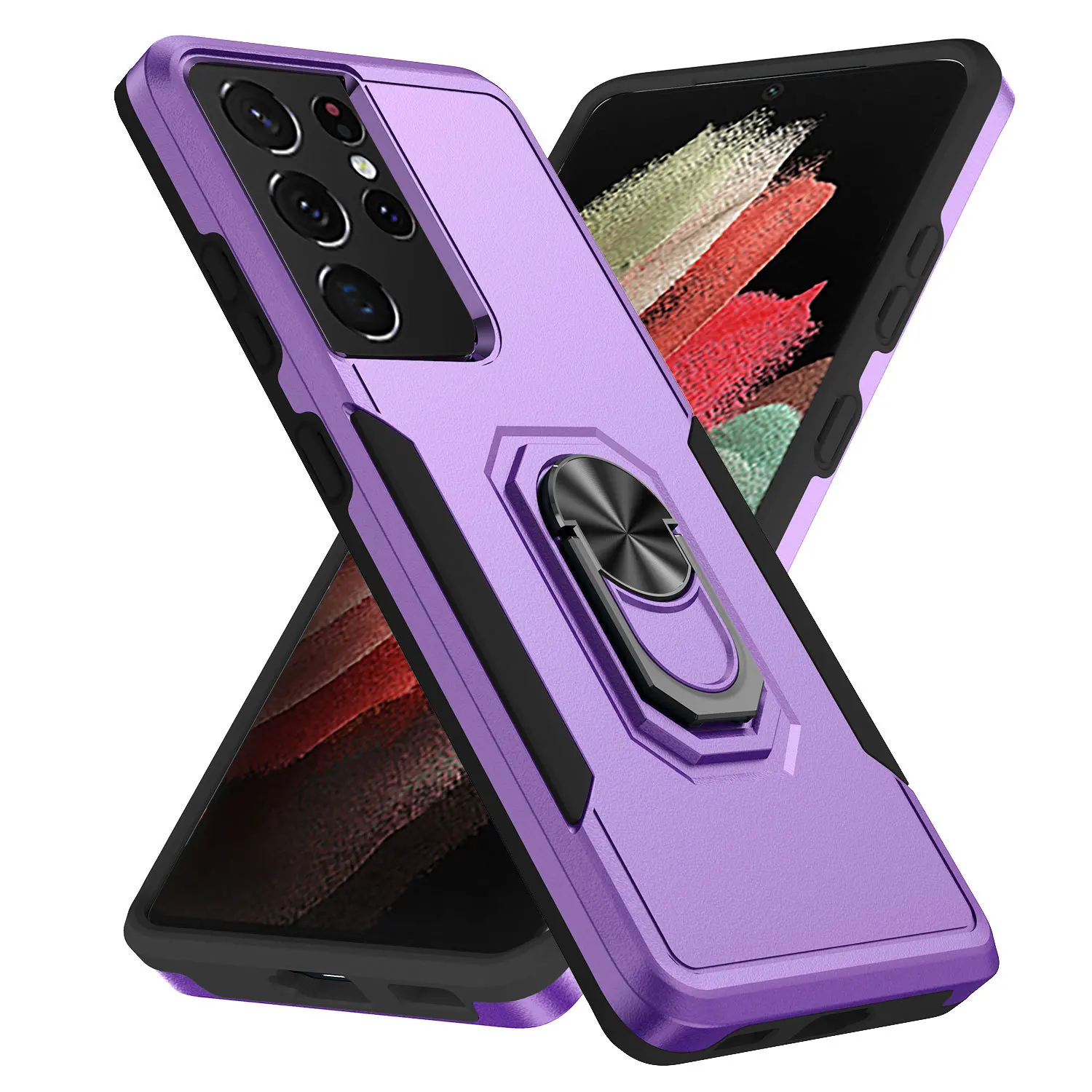 Smartphone Case w Kickstand Protective Armor Cell Finger holder stand Mobile Phone Shell for Samsung Galaxy S22 Plus Ultra