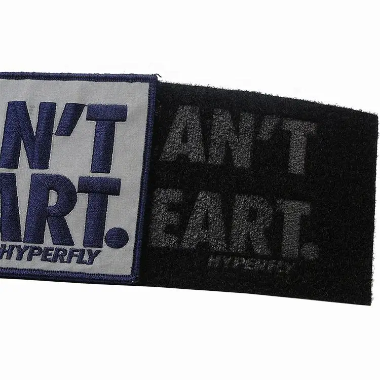 Custom Reflective Fabric Hook and Loop with Hot Press Letter Logo Embroidery Patches for Garment