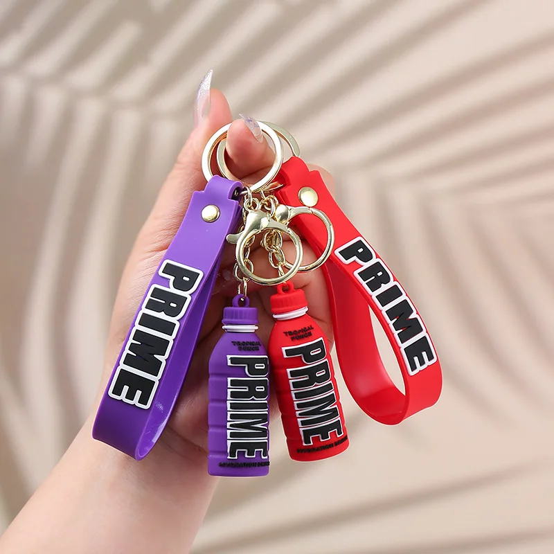 Creative Key Chain PVC Soft Rubber Beverage Bottle Doll Car Key Pendant Couple Bag Pendant