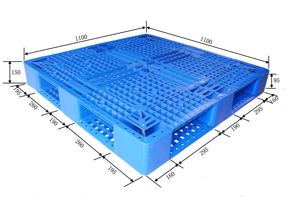 1100*1100*150 Warehouse Industrial Heavy Duty ISO Plastic Pallet for Storage