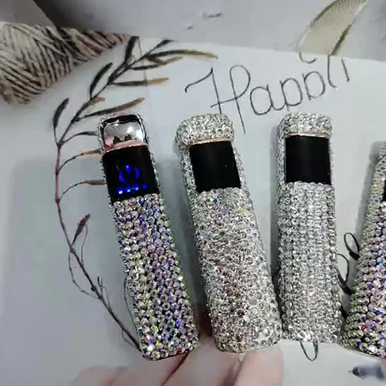 electronic Luxury Rhinestone USB Bling Diamond Windproof Lighter Turch Cigarette Cigerate rechargeable lighters