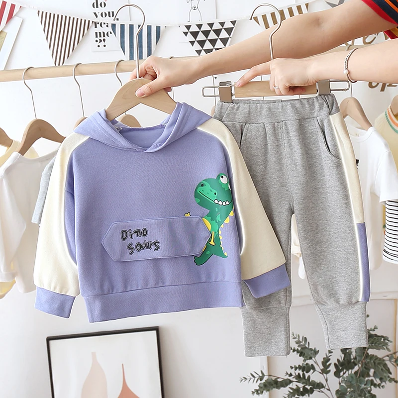 Kids Autumn Collection Baby Boy Clothing Sets Boys Hoodie Set Children Wear Manufacturing Dinosaurs pattern cloth boy