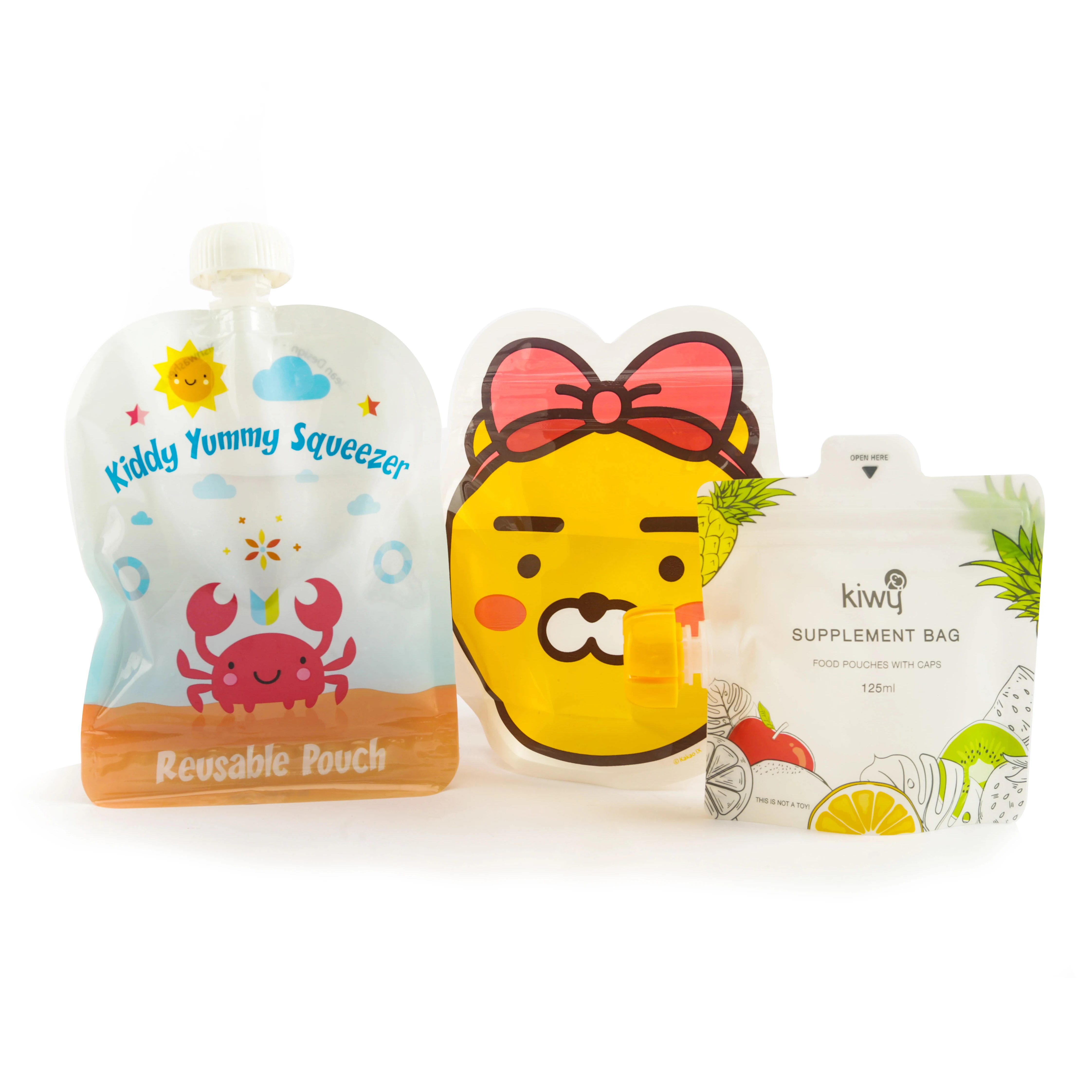 Transparent Babies Food Carrying Pack Bags With Spout For Organic Food Flexible Disposable Baby Food Squeeze Pouches