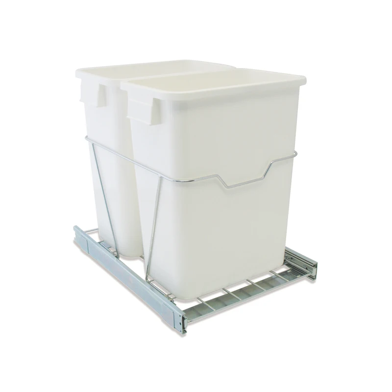 House White Color Metal Plastic Kitchen Sundries Double Garbage Bin