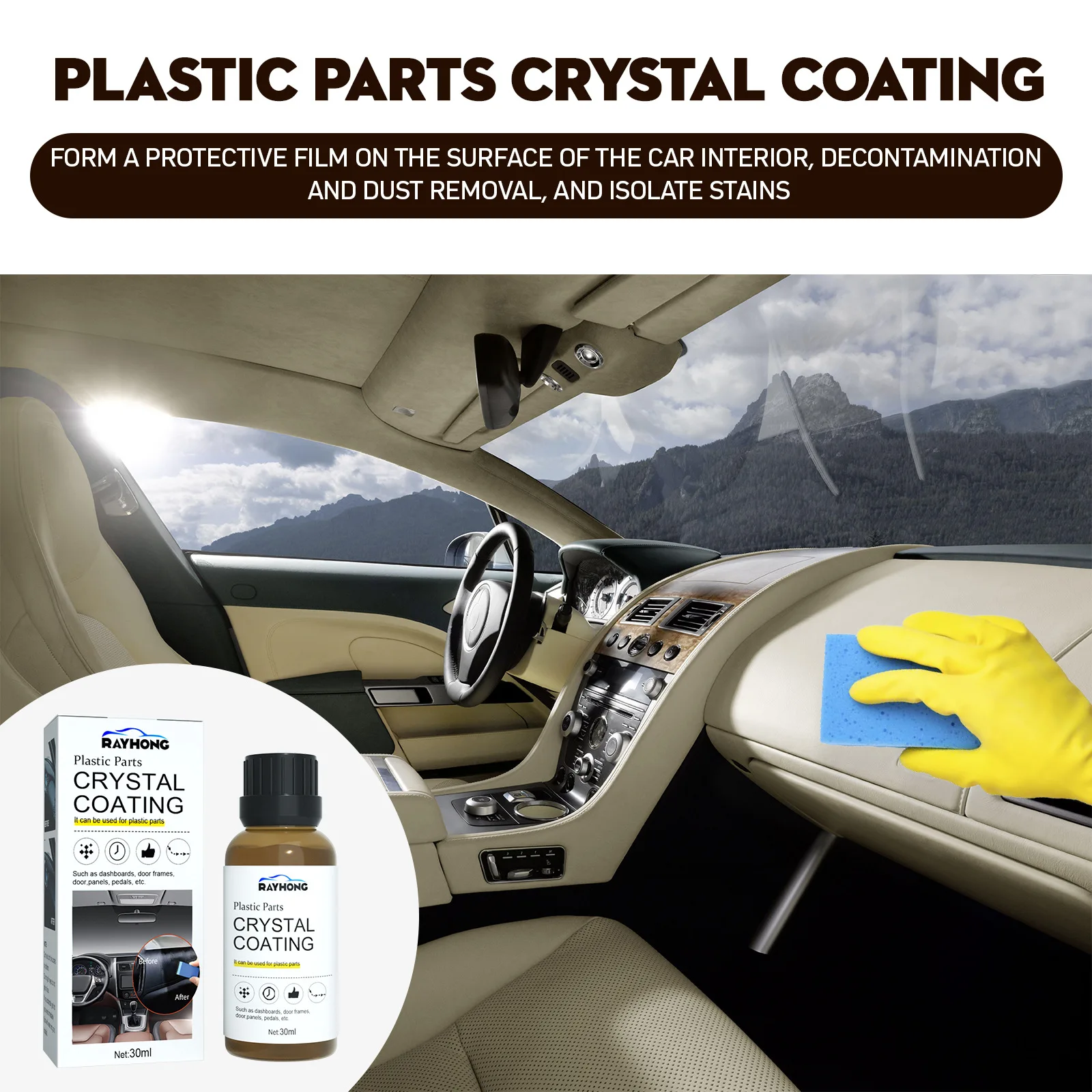 Rayhong Automobile Plastic Coating Agent Brightening Nano Crystal Coating Waterproof Crystal Coating For Plastics