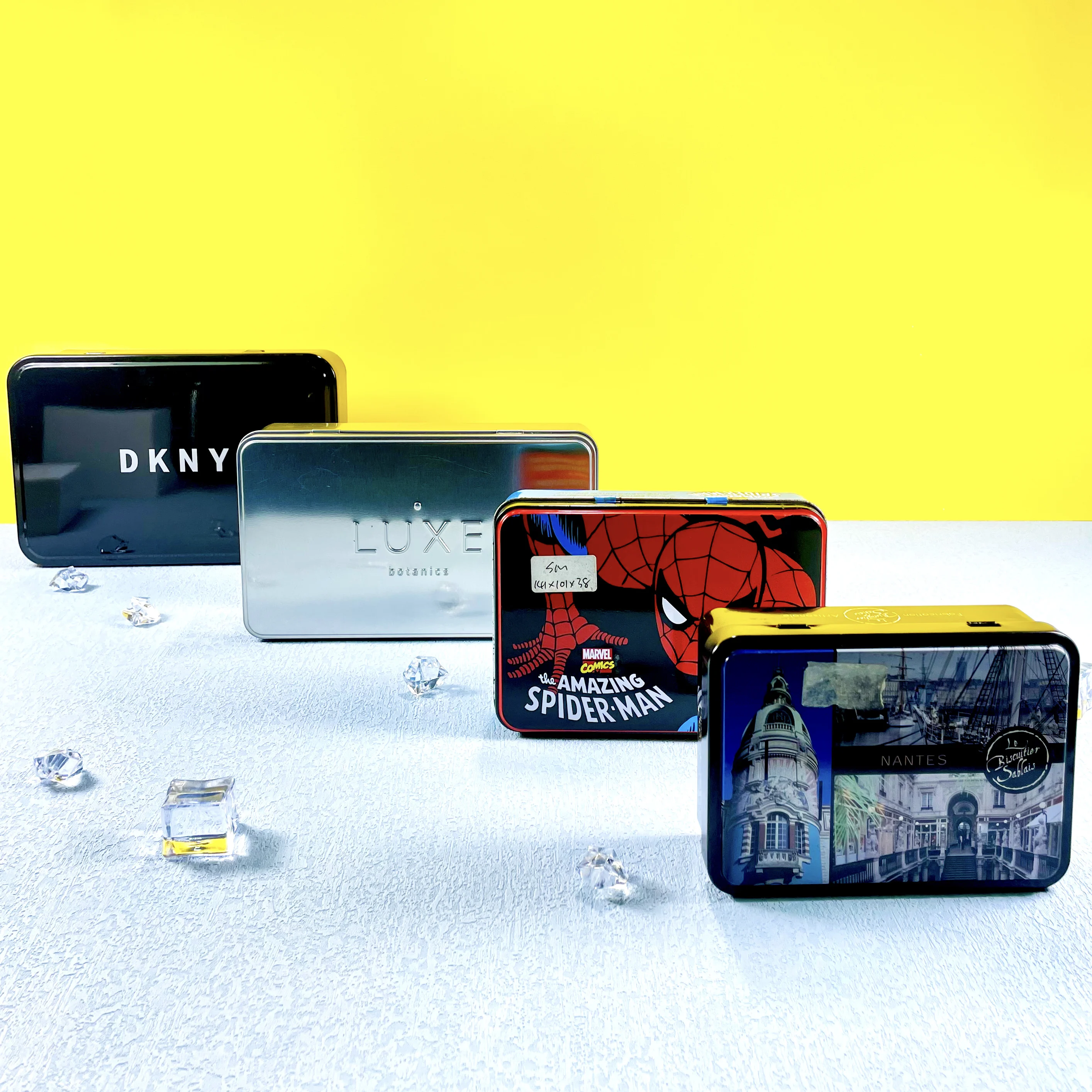 Прямая поставка с завода, прямоугольная Оловянная металлическая коробка с откидной крышкой