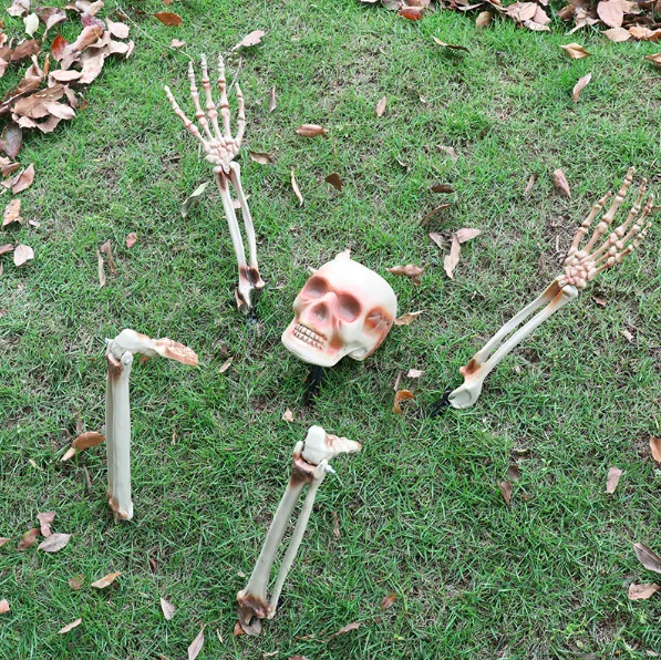 Wholesales Realistic Skeleton Stakes Halloween 2022 Decorations for Lawn Stakes Garden halloween plastic skull decorations