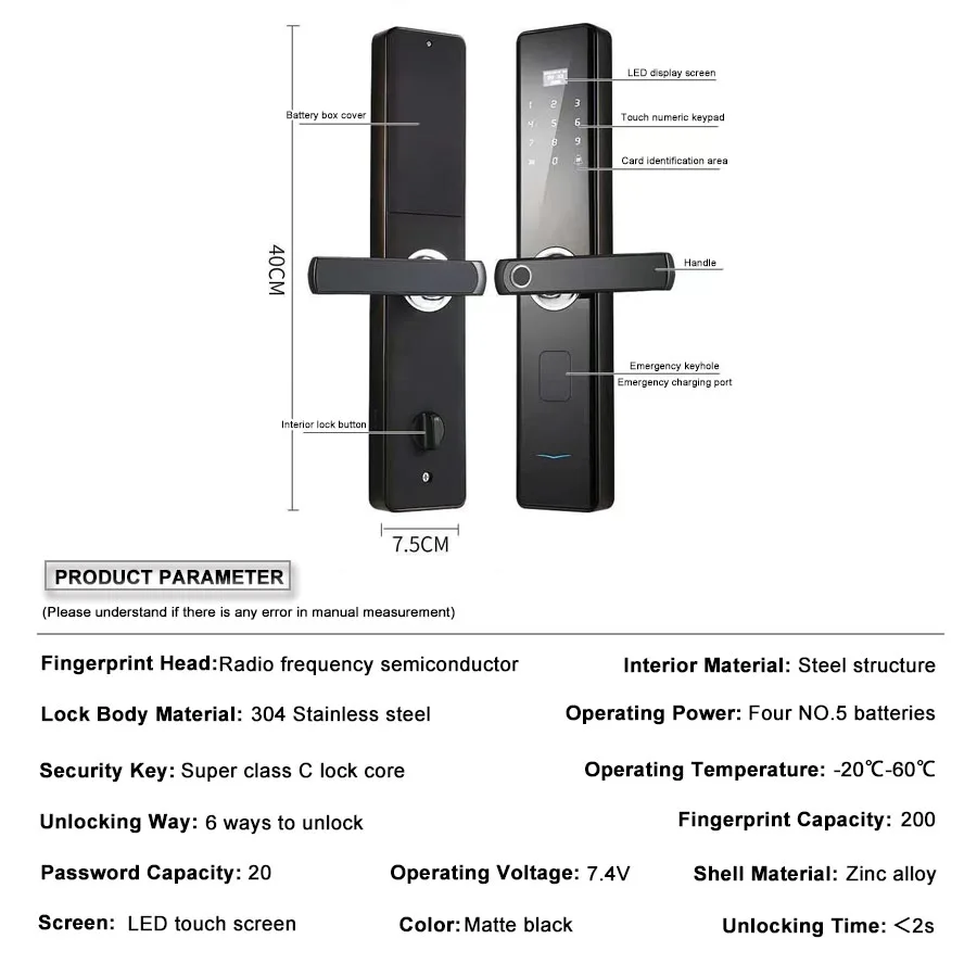Custom Cheap Battery Powered Fingerprint Password Card Apartment System Indoor Panel Door Smart Locks with Screen