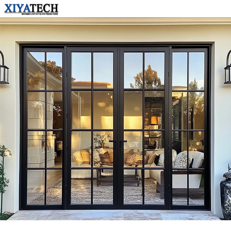 XIYATECH Double Wrought Iron Cast Door Exterior Steel Gate Custom Front Entry Arch French Classica Villa Main Entrance for house