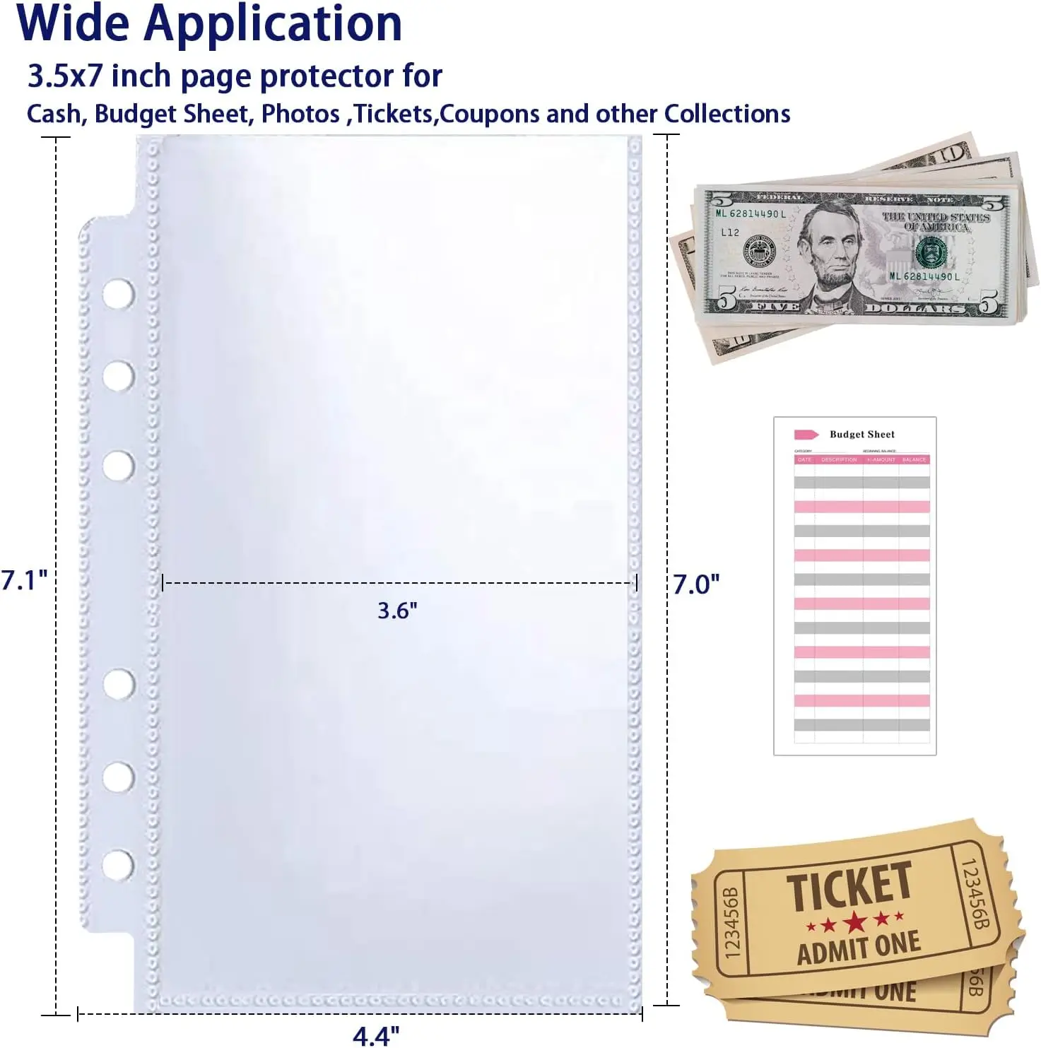 wholesale A6 Budget Binder Sleeves Ultra-Clear Cash Top Loading Sheet Protector for Budget Papers Currency Collection Tickets