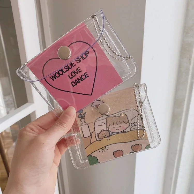 Korea Style Kpop Transparent PVC Folding Bag Clear Glitter Purse Girl ID Card Holder Wallet