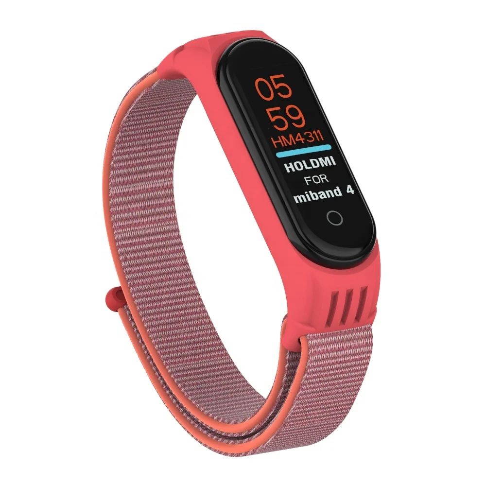 ODM holdmi 4311 series Nectarine color nylon loop mi bracelet for XIAOMI band 4 and 3