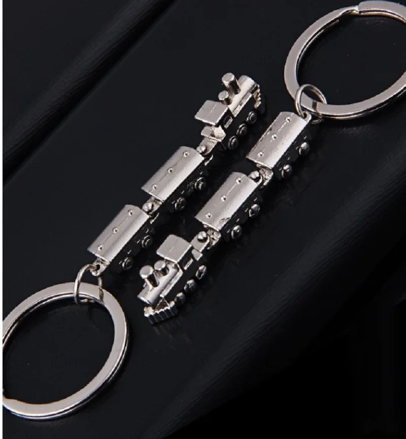New Fashion Mini Train Model Alloy Keychains Metal Keyring Creative Key Fob Car Pendant Bag Charm For Men And Women