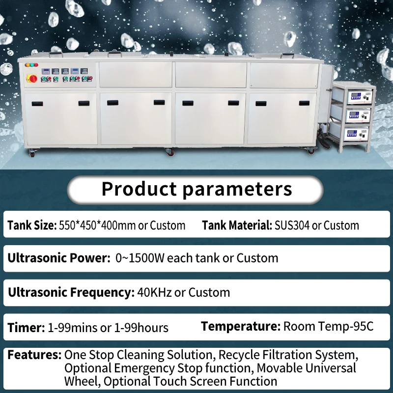 21600W Digital Five Tanks DPF Filter Engine Parts Industrial Ultrasonic Cleaner Guangzhou With 960L Capacity