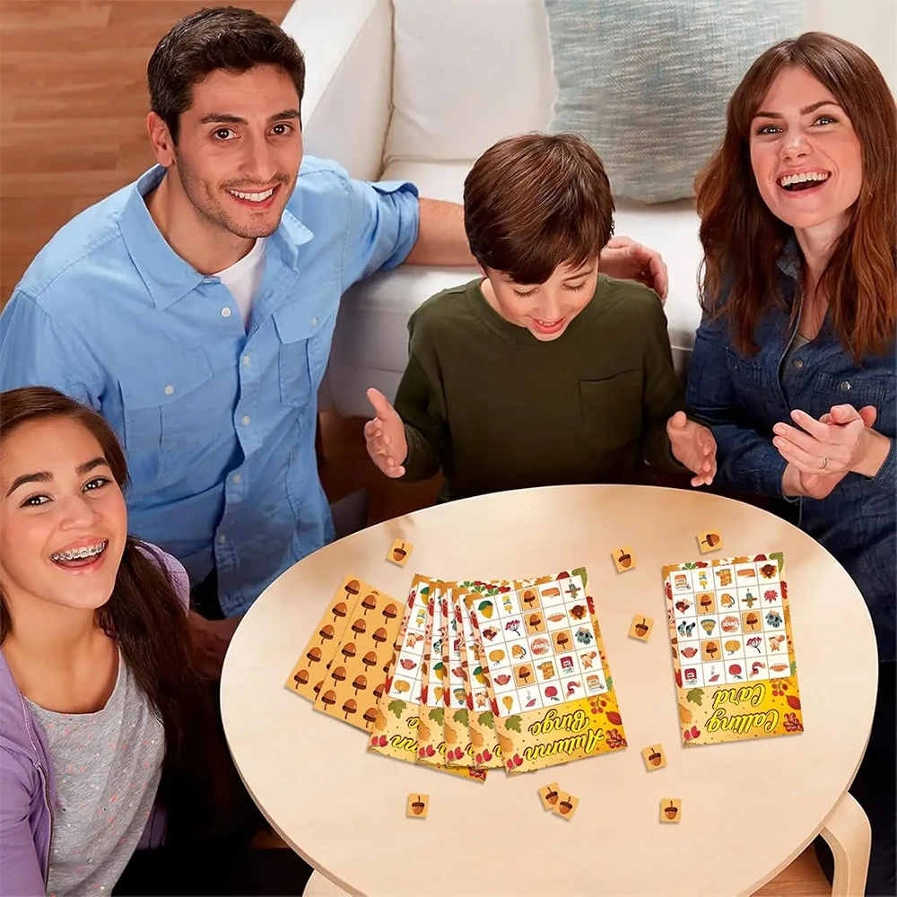 Fall Bingo Game for Kids - Thanksgiving Party Activities for 24 Players, Family and Classrooms