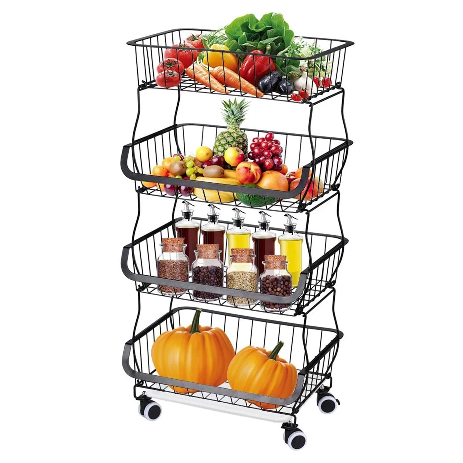 Металлическая Съемная многослойная корзина для фруктов и овощей штабелируемые корзины