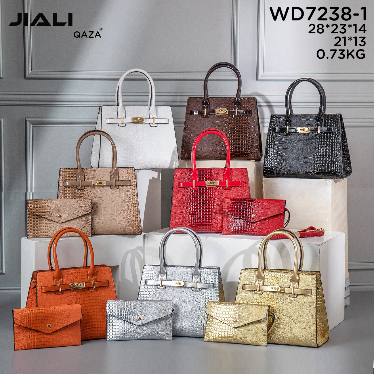 Wholesale luxury crocodile leather womens tote bag 2023 new fashion trending design ladies hand bags 2pcs set sac main femme