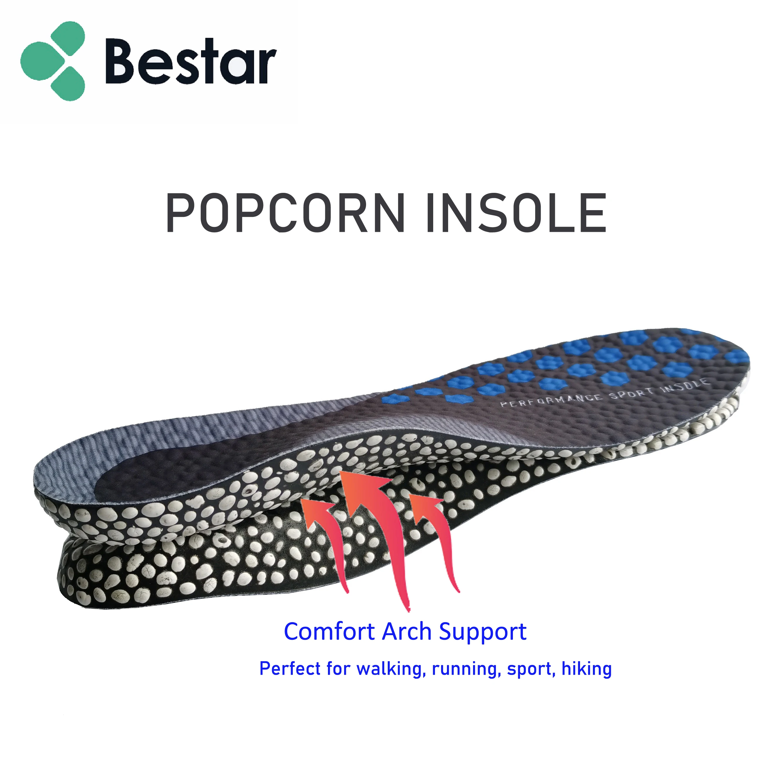 China invisible wearable popcorn foam ETPU shockproof unisex shoe insoles orthopedic insole