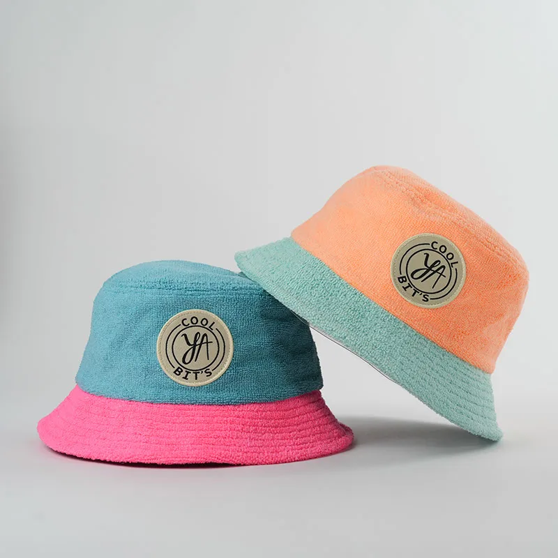 Дизайн по индивидуальному заказу тканый патч с логотипом унисекс махровое полотенце модная шляпа-ведро