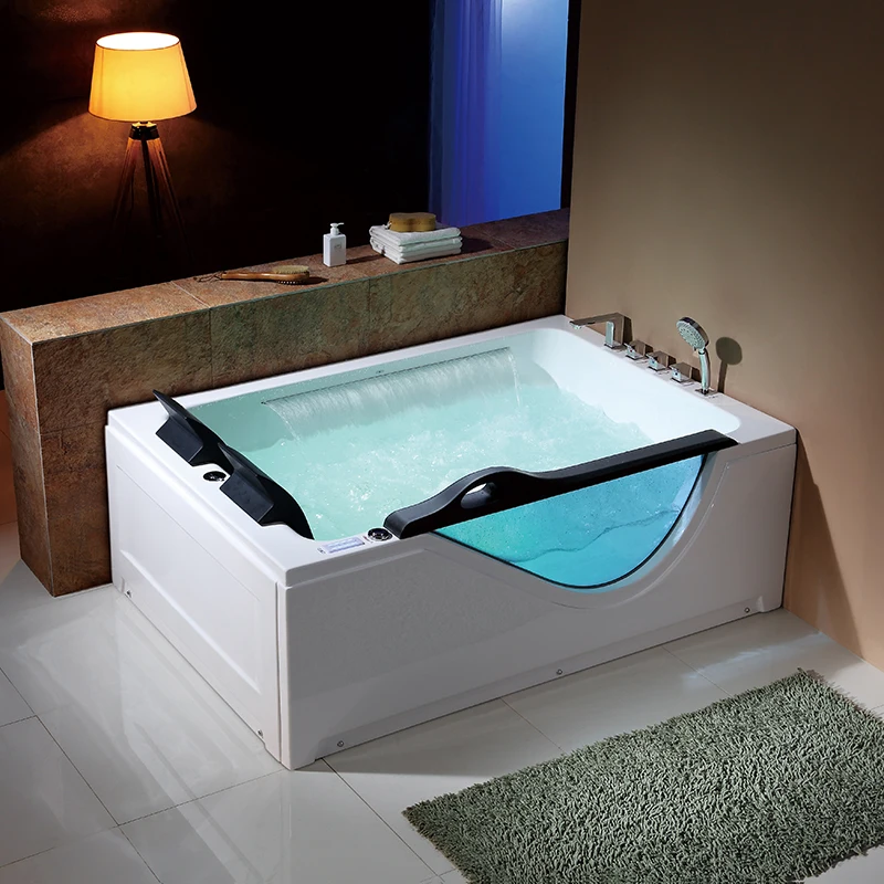 Multifunctional Acrylic Bath Tub 2 People Jaccuzi Glass Whirlpool Massage Corner Bathtub