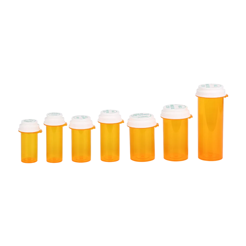 amber green white black reversible cap vials hold tab down and turn thumb tab vials pill bottle