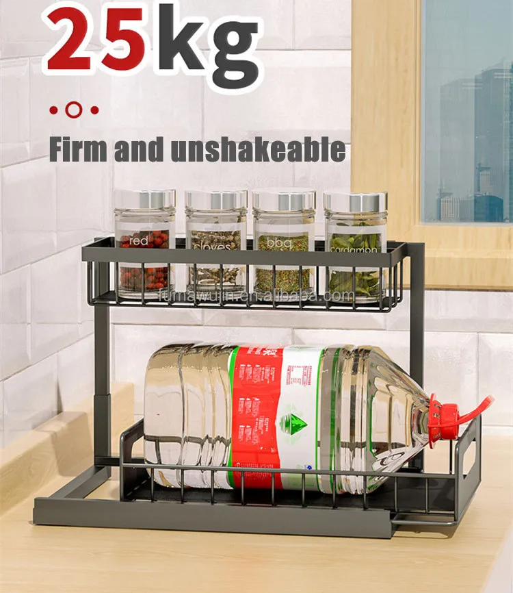 New home products L shape 2 layers metal bedroom bathroom rack white under sink organizer rack