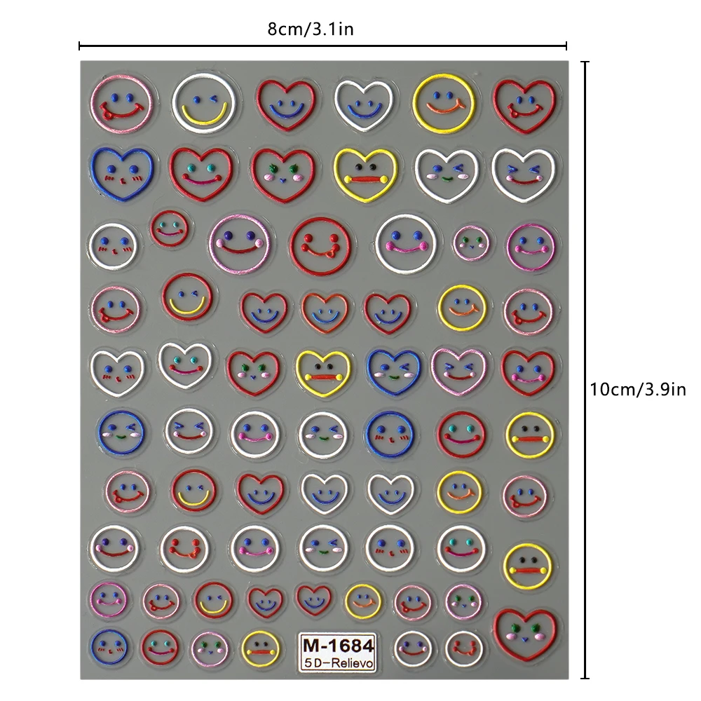 wholesale 5D Summer Nails Stickers Love Heart Smile Cartoon Nail Sticker