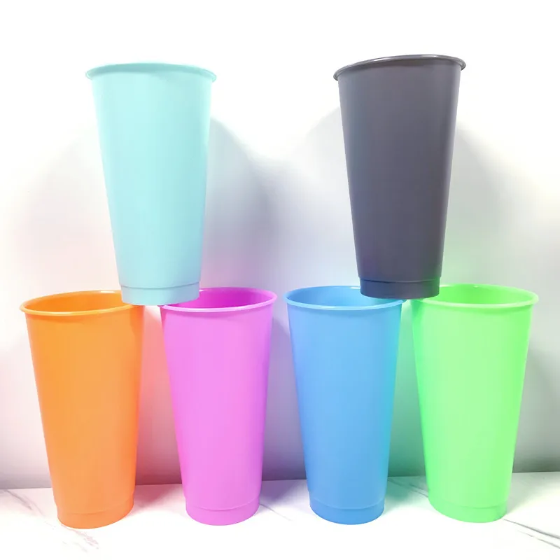 Amazon Hot Sale New Color 24 oz/710ml BPA Free Plastic Coffee Tumbler Cups with Lid and Straw
