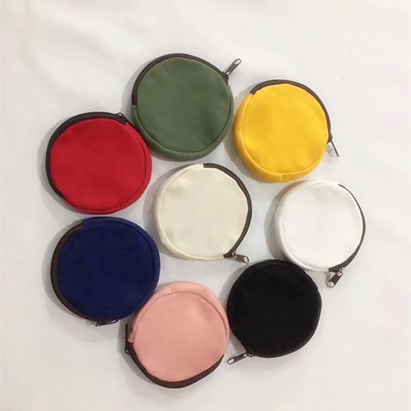 
In Stock Small Round Shape Canvas Coin Pouch 