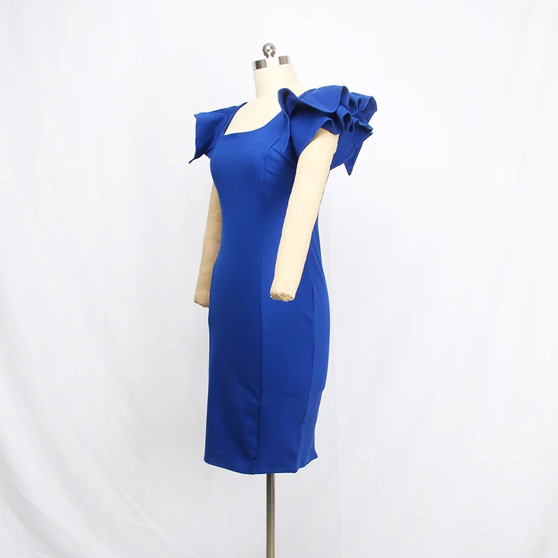 Vetement Femme Grande Taille Summer Casual Sexy Elegant A-Line Midi Ruffle Sleeve 4Xl Plus Big Size Dresses For Women