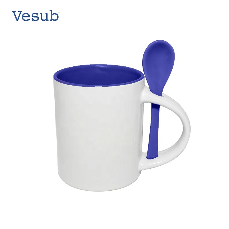 Factory Supplier Dishwasher Quality Customized Design Persona 11OZ Inner Color Sublimation Ceramic Mug With Spoon For Heat Press