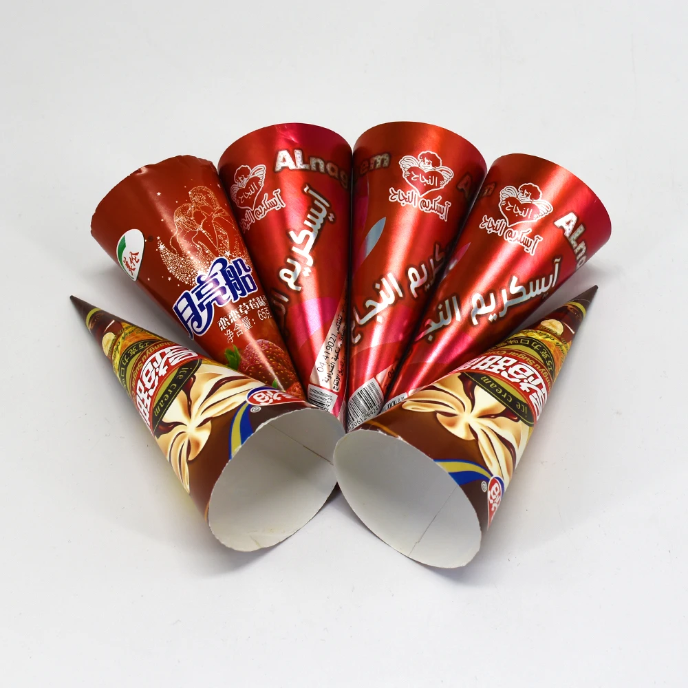 Luckytime Food Safe Grade High Quality Disposable Customized Printing Ice Cream Paper Cone Cup