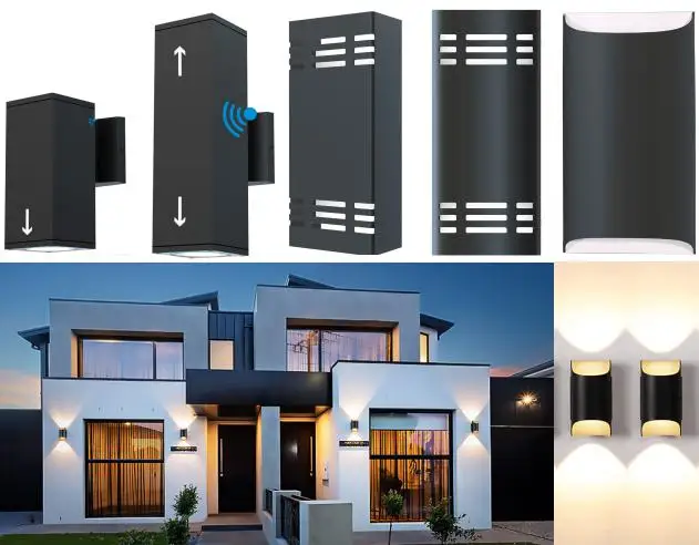 5CCT Selectable Black Sensor Outdoor Wall Lights Dimmable Wall Mounted Light Fixture IP65