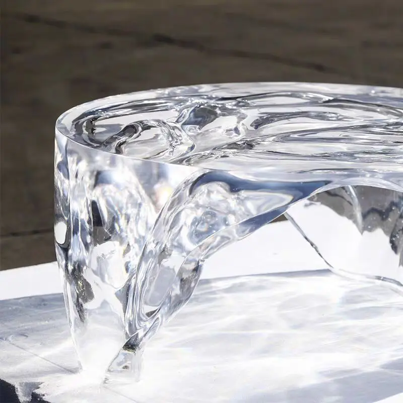 Research house modern creative modern simple designer resin transparent ice cube coffee table home square furniture package