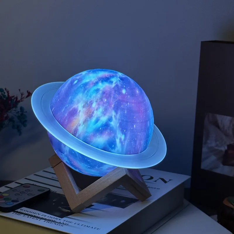 Starry Sky Saturn Ring Colorful Night Light  Wireless RGB Lighting With Remote Control Atmosphere Light with Speaker