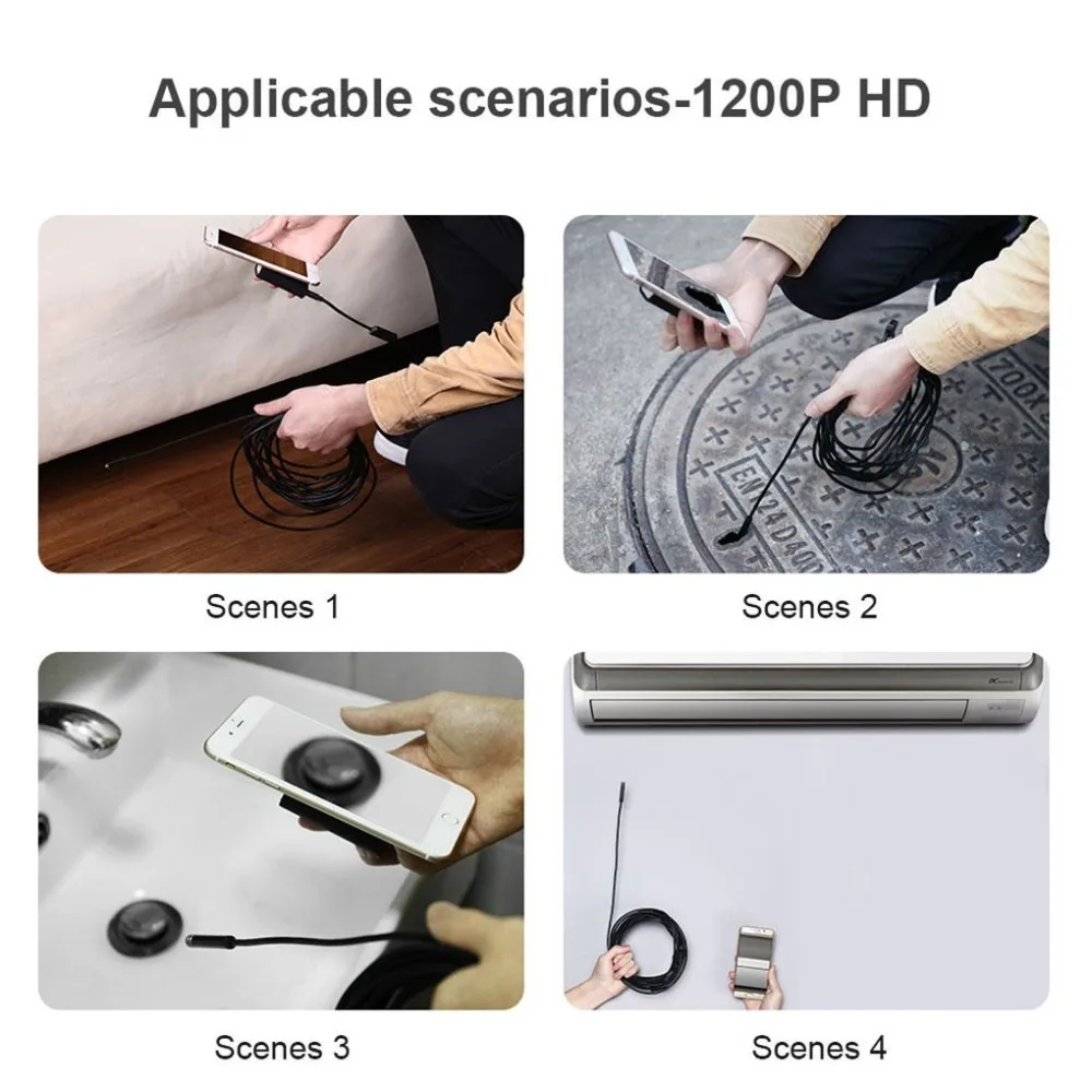  YPC110 жесткий бороскоп Инспекционная камера 1200P HD Wi-Fi эндоскопическая или Android