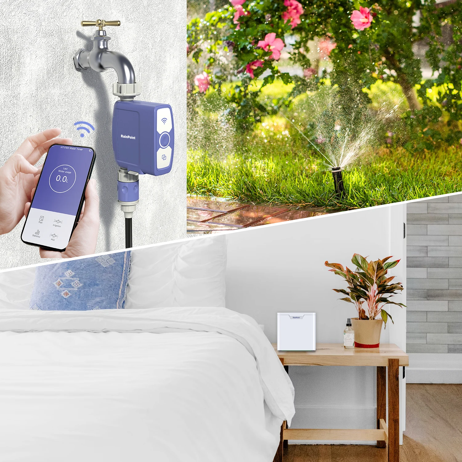 RainPoint one zone WiFi Watering Timer System Phone Remote control smart garden Timer for Home Gardening Lawn