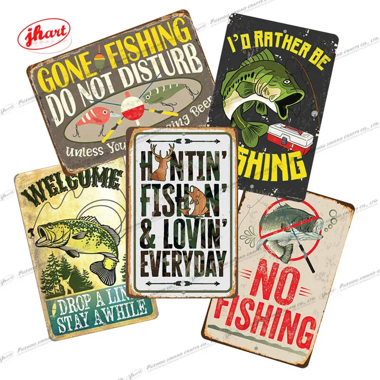 GONE FISHING DO NOT DISTURB Vintage metal sign indoor outdoor Living Room Wall Decor plaque hunting NO FISHING Funny tin sign